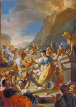 The Israelites Worshiping The Golden Calf, c1758. Creator: Lorenzo de Caro.