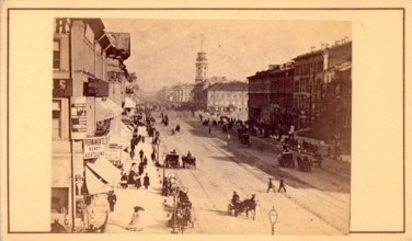 Nevsky Prospekt, mid-19th century. Creator: Alfred Lorens.