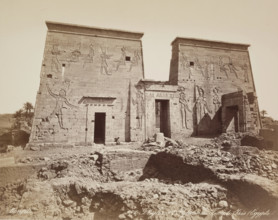 First Pylon of the Temple of Isis at Philae, 19th century. Creator: Maison Bonfils.