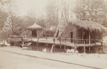 Habitations of Lake Dwellers, Habitations of Man, Universal Exposition, Paris, 1889. Creator: Unknown.