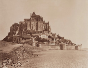 Mont Saint-Michel, between 1867 and 1870. Creator: Adolphe Braun.