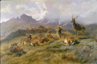 Landscape with Deer, 1887. Creator: Rosa Bonheur.