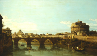 View of the Tiber in Rome with the Castel Sant'Angelo, 1743 or 1744. Creator: Bernardo Bellotto.