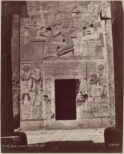 Bas Relief on Temple of Seti I at Abydos, late 19th century. Creator: Henri Bechard.