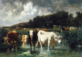 Landscape with Cattle, c1850-1890. Creator: Emile van Marcke de Lummen.