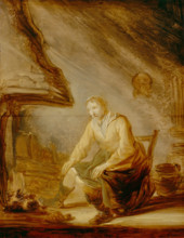 Woman before a Fire, c1640. Creator: Benjamin Gerritz Cuyp.