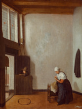 Interior with a Woman Combing a Little Girl's Hair, between 1654 and 1662. Creator: Jacobus Vrel.