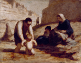 The First Bath, c1840-1878. Creator: Honore Daumier.