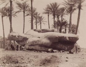 Statue of Ramesses II Resting on Its Side at Memphis, 19th century. Creator: Pascal Sébah.