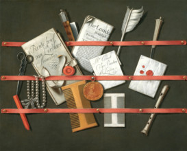 Still Life: A Letter Rack, 1692. Creator: Edwaert Collier.