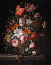 Flowers in a Glass Vase, 1704. Creator: Rachel Ruysch.
