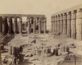 Inside First Court, Temple of Luxor, Looking South. Luxor, East Bank., between 1860 and 1903. Creator: Antonio Beato.