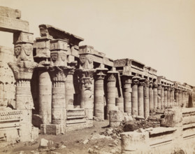 Colonade of the Temple of Isis on the Island of Philae, between 1860 and 1903. Creator: Antonio Beato.