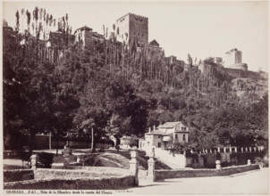 View of the Alhambra on the Hill of the Chapiz, Granada, between 1875 and 1892. Creator: Juan Laurent.