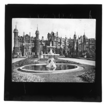 Stone palace and fountain - unknown loation. Creator: Unknown.