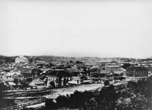 Servants home (School of Arts) looking down from Turbot Street, 1876. Creator: Unknown.