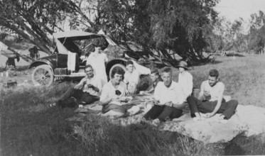 Camping/picnicking at Toogoolawah headwaters of the Brisbane River, 1928. Creator: Isabel Edith Doris Francis.