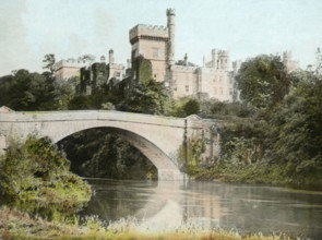 Castle and bridge in colour, possibly around Dorset, England, 1900. Creator: Robert Augustus Henry L'Estrange.