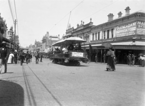 Brisbane City - corner Queen Street and Albert Street, 1906. Creator: Robert Augustus Henry L'Estrange.