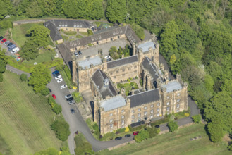 Lumley Castle, a late 14th century crenellated fortified house, County Durham, 2025. Creator: Robyn Andrews.