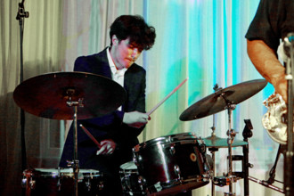 David Puime, Joan Fort Trio plus Vincent Herring, Watermill Jazz Club, Dorking, Surrey, 20 May 2025. Creator: Brian O'Connor.