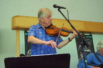 Mike Piggott, Mike Piggott’s Hot Club Trio, The Hawth, Crawley, West Sussex, 20 July 2025. Creator: Brian O'Connor.