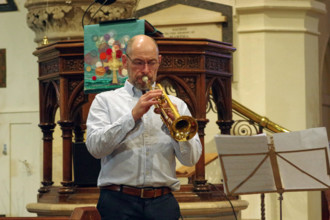 Chris Coull, Tim Whitehead Quintet, Chris Coull Promotion, St Andrew’s Church, Hove, August 2025. Creator: Brian O'Connor.