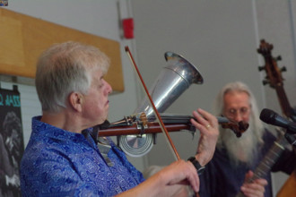 Mike Piggott, Mike Piggott’s Hot Club Trio, The Hawth, Crawley, West Sussex, 20 July 2025. Creator: Brian O'Connor.