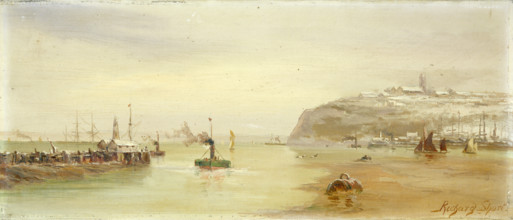 The Lighthouse Outside Cardiff Docks, 1880.  Creator: Richard Short.