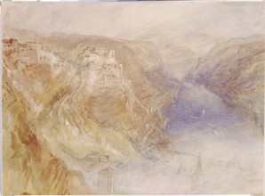 Rheinfels, St Goar and Thurnberg, 1840-1844. Creator: JMW Turner.