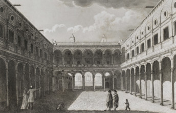 Interior of the Alcázar fortress, Toledo, Spain, 1853. Creator: Antonio Roca Sallent.