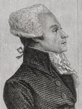 French Revolution: Portrait of Robespierre speaking in Convention, 1876.  Creator: Adolphe François Pannemaker.