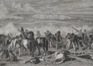 Battle of Jemappes (6 November 1792), French Revolutionary Wars, 1876. Creator: Alexandre Hurel.