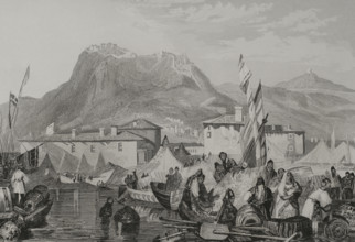 Port of Kenkries, Corinth, Greece, 1840. Creator: Aubert.
