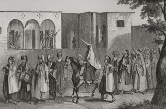 Wedding march to Mount Lebanon, 1840.  Creator: Charles Nicolas Ransonnette.
