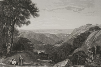 Panoramic view of Mount Lebanon, 1840. Creator: Charles Nicolas Ransonnette.