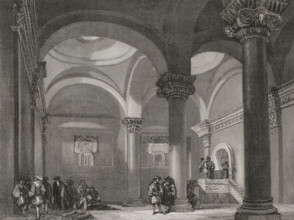 Interior of the Golden Gate, the oldest entrance to the walls of the Old City, Jerusalem, 1840. Creator: Émile Rouargue.