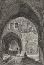 Vaulted street, Jerusalem, 1840.  Creator: Émile Rouargue.