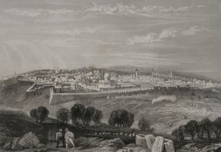 General view from the Mount of Olives, Jerusalem. 1840.  Creator: Émile Rouargue.