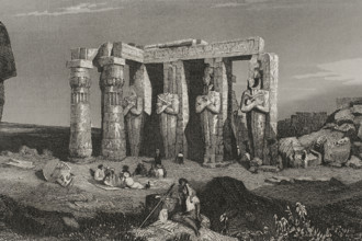 Temple of Memnon, Thebes, Egypt. 1840. Creator: Émile Rouargue.