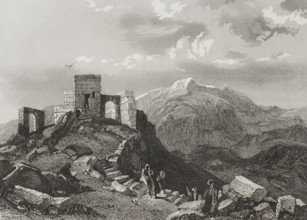 Ruins of a temple, Summit of Mount Sinai. 1840. Creator: Émile Rouargue.