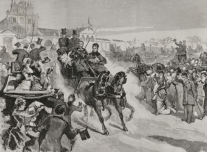 People clapping for King Alfonso XII on his way to the Basilica of Atocha, the day after...1878.   Creator: Bernardo Rico.