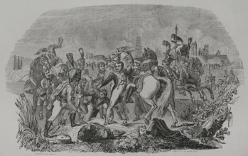 Napoleon wounded in front of Regensburg, 1856.  Creator: John Quartley.