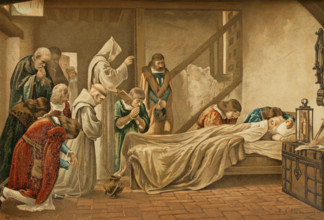 Death of Columbus, 1890.  Creators: Juan Alaminos, Francisco Ortego y Vereda.