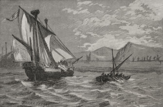 The Catalan-Aragonese squadron in Salou, Conquest of Majorca by King James I (1208-1276), 1890.  Creator: Joan Serra y Pausas.