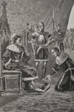 James before Ferdinand I of Aragon, Count of Urgell's revolt (1413-1414), 1890.  Creator: Joan Serra y Pausas.