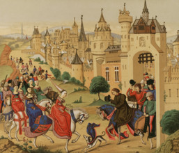 Entrance into Paris on 20 June 1389 of Isabella of Bavaria (1370-1425), Queen consort of France,1877 Creator: Franz Kellerhoven.