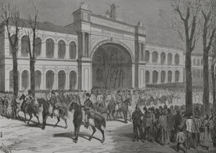 Franco-Prussian War (1870-1871): Parade of German troops on the Champs Elysées, 1871.  Creators: Fernando Miranda, Enrique Laporta Valor.