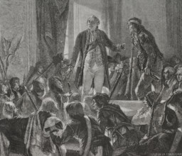 French Revolution: Louis XVI drinking to the health of the nation, Paris, 1876.  Creators: Hippolyte de la Charlerie, Jonnard.