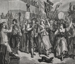 French Revolution: Sans-culottes armed with pikes invading the Legislative Assembly...1792 (1876). Creators: Hippolyte de la Charlerie, Blanpain.